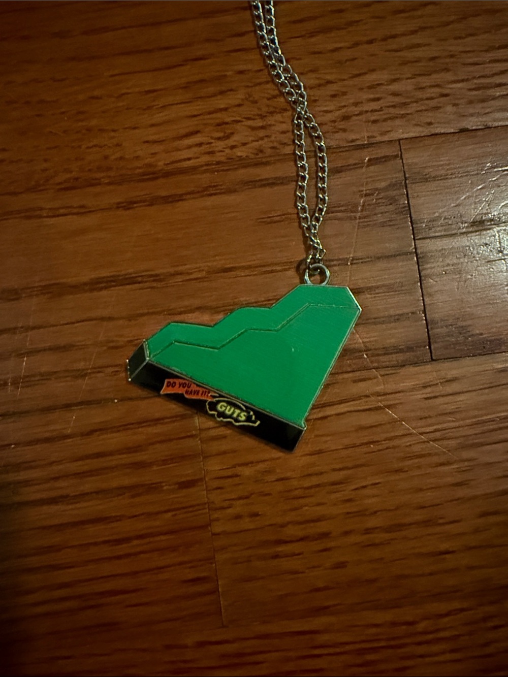 Green Geometric Enamel Pendant Necklace do you have the guts?! - Picture 2 of 2